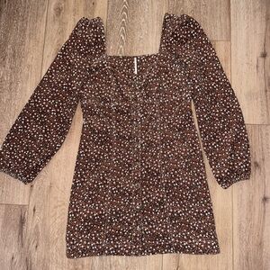 FREE PEOPLE Floral Puff Sleeve Dress